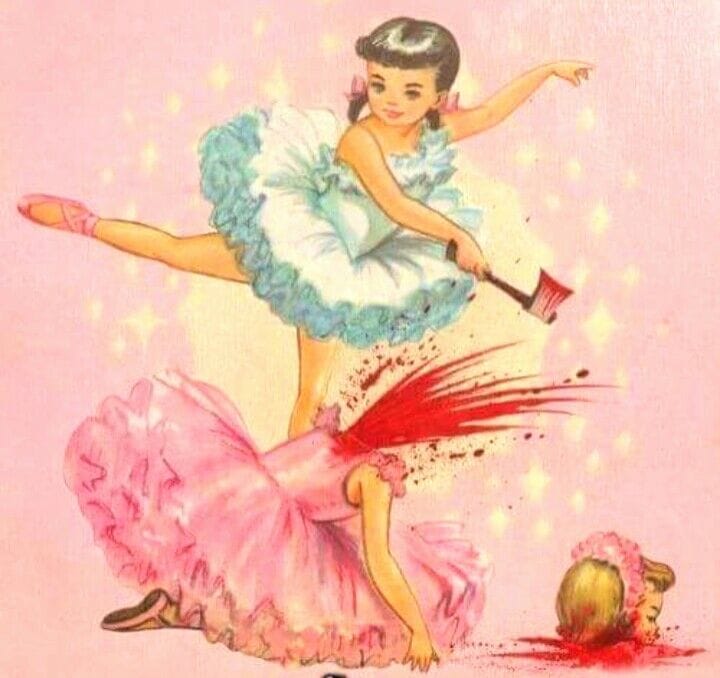 Karikatur mit Mädchen gegen Stierkampf