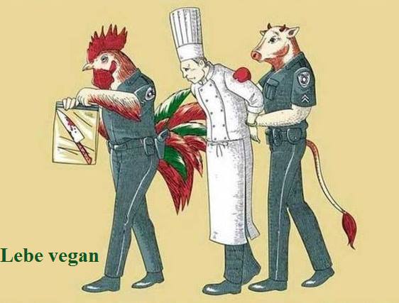 Karikatur-Schlachter wird abgeführt