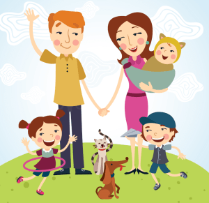 Falimie mit drei Kinder