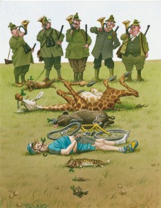 bruno-haberzettl_karikatur-jagdunfall
