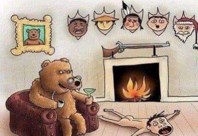 wildschwen am kamin mit trophäen_n