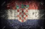 Croatia flag pattern on dirty old concrete wall texture ,retro v