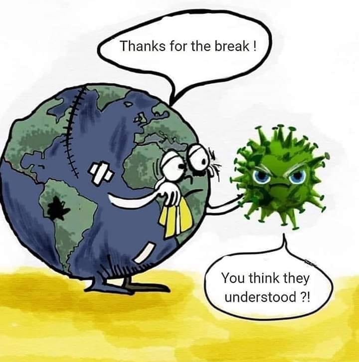 corona-erde und virus karikaturpg